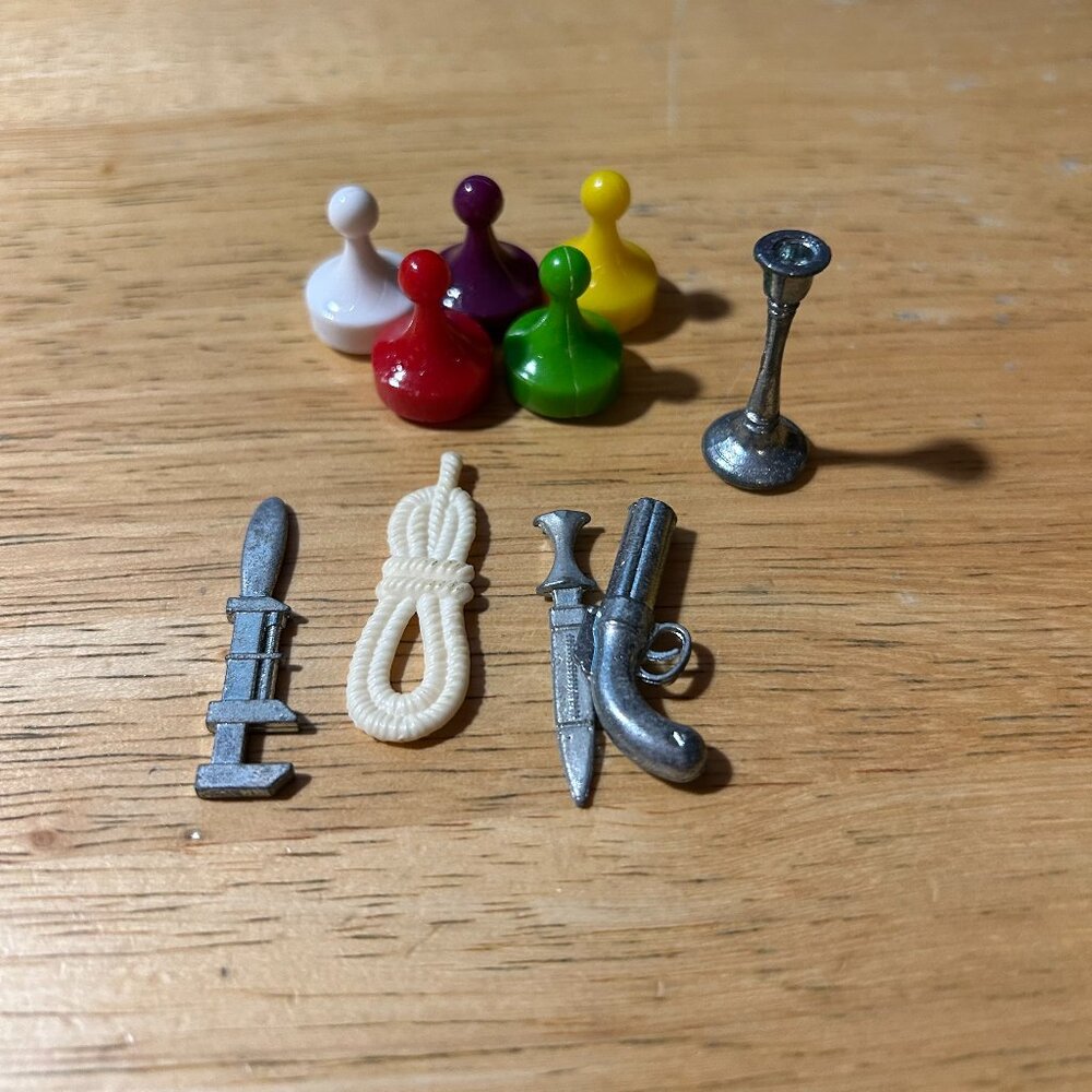 Vintage Game of Clue Pieces Rope Candlestick Wrench and Others